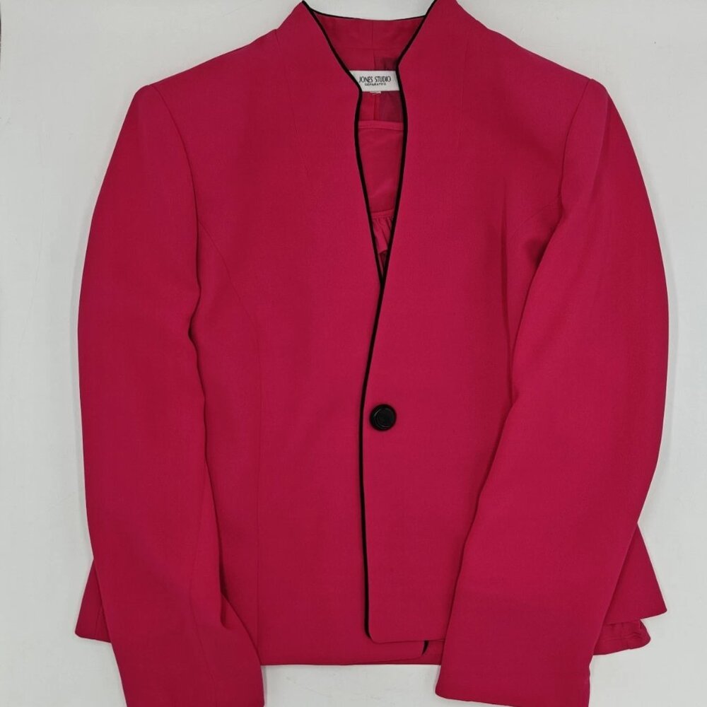 VTG Jones Studio Magenta 1 button blazer with matching blouse - EUC SZ 14 - Picture 2 of 12